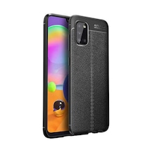Samsung Galaxy Uyumlu A31 Kılıf Deri Görünümlü Renk Atmayan Dayanaklı Silikon Kapak Niss