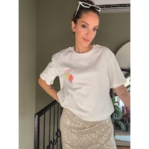 Ali Butik Ekru Aperol Baskılı Tişört