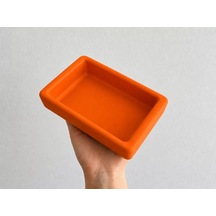 Hubrendy Sh Dikdörtgen Model Beton Kedi Köpek Mama Ve Su Kabı 18 X 10,5 X 4,5 Cm - Turuncu