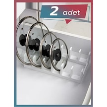 2 Adet Tencere Kapağı Organizeri Beyaz 6 Bölmeli - Beyaz Tencere Kapak Tabak Düzenleyici Plastik Bey Diğer