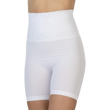 Lisinya Beyaz Mı Emay 2091 Önü Dantelli Yüksek Bel Boxer Korse Beyaz