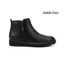 Gönderi(R) Gönderi R Siyah Floter Çift Fermuarlı Termo Taban Hakiki Deri Bot Siyah Floter