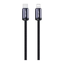 Lenyes Lc537 Type-c To Lightning Hızlı Şarj Özellikli Örgülü Data Ve Şarj Kablosu 27w 1m Siyah