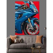 Ahşap Tablo Mavi Motor Hızlı Sürüş