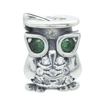 Nur Silver Yeşil Göz Detaylı Baykuş Gümüş Charm Nur-bl00044