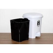 Poly Time Plastik Basmalı Pedallı Çöp Kovası Kutusu / 52 Litre - Beyaz / 57x40x40 Cm. Beyaz