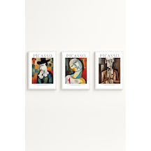 Beyaz Ahşap Çerçeveli Pablo Picasso Tablo Seti Huhu542