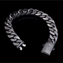 Vog Okside Gurmet Model Zirconia Taşlı Monaco Kilit 925 Gümüş Bileklik
