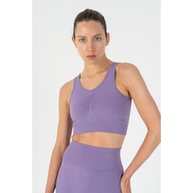 Maraton Slimfit Kadın Düz Yaka Lavanta Bra Mor