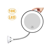 Moveevo 11,5 Inç 10x Büyüteçli Ayna Led Işıklı Banyo Aynası Güçlü Vantuzlu