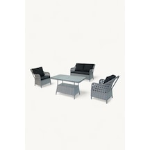 İcon Raddan 2+1+1 Çay Seti Balkon Teras Bahçe Mobilyası El Örgüsü Raddan 4 Kişilik Oturma Grubu Açık Gri