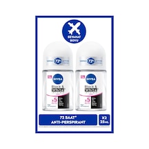 Nıvea Kadın Roll-on Deodorant Black&white Invisible Clear 25ml, 72 Saat perspirant Ter Koruması, Seyahat Boyu, Leke Karşıtı, Alkolsüz, X2 Adet