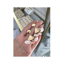Deniz Kabukları Ve Gold Detaylı Küpe Çok Renkli