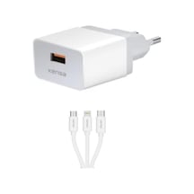Tr İphone İle Uyumlu 15watt 3in1 Şarj Kablosu Type C Micro Uyumlu Şarj Seti 1.2m Kablo St Diğer