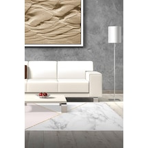 Kaymaz Dijital Mutfak & Salon Halı Trend Geometrik E5008 Beyaz