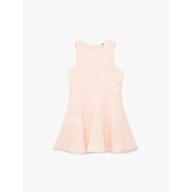 Koton Pamuklu Kolsuz Bisiklet Yaka Brodeli Elbise Pembe 6skg80198aw Gül