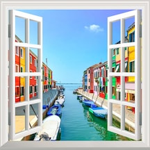 Pencere Poster Duvar Kağıdı Burano Yapışkanlı Sticker