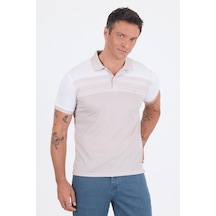 Kısa Kol Baskılı Pike Polo Yaka Cepsiz Slim Fit Tişört 1011250166 Bej