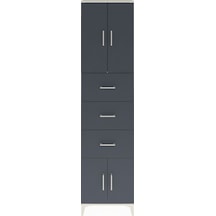 Arges Dolap Tek Raflı 3 Çekmeceli 4 Kapaklı 60x30x243 Aytaşı-antrasit Aytası