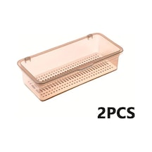 Sunshine011 İki Büyük Kapasiteli Transparan Kahverengi Makyal Fırçası Saklama Kutusu Şeffaf Kahverengi