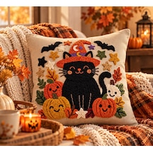 Punch Nakışı Halloween Temalı Kırlent Kılıfı 40x40 40 x 40