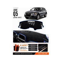 Audi Q5 2008-2017 Uyumlu Torpido Koruma, Torpido Örtüsü, Torpido Kılıfı - Siyah-mavi - Au009