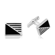 ​Gümüş  Dikdörtgen Klasik Kol Düğmesi