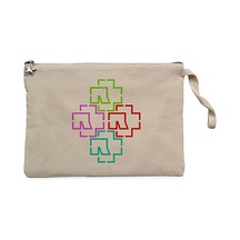 Rammstein Color Logo Krem Clutch Astarlı Cüzdan / El Çantası Krem