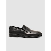 Cabani Hakiki Deri Klasik Siyah Erkek Loafer Ayakkabı Siyah