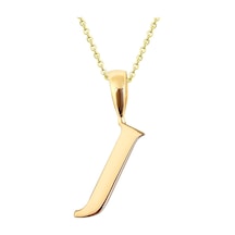 Kuyumcudukkani Zincirli Altın Renk "j" Harfli Kolye Gold