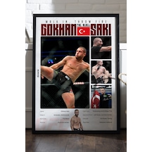 Gökhan Saki Ufc Siyah Ahşap Çerçeveli Poster, Dekoratif Dövüş Duvar Tablosu
