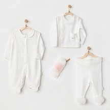 Andywawa Ac24501 Petit Love Newborn Tüllü 4 Parça Set Ekru Ekru