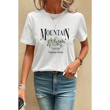 Tarzsokak Unisex Montain Baskılı T-shirt Beyaz