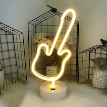 Neon Gitar Masa Lambası Beyaz