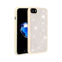 Kilifone - Apple Uyumlu iPhone 7 - Kılıf Parlak Taşlı Tasarımlı Ston Kapak - Beyaz