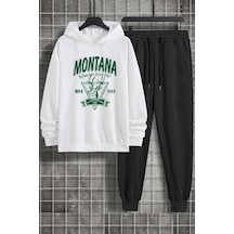 Uyguntarz Unisex Montana Baskılı Eşofman Takımı Beyaz