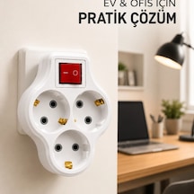 Kablosuz Priz Çoğaltıcı 3 Çıkışlı Anahtarlı Kompakt Duvar Tipi Çoklayıcı Diğer