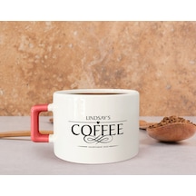 Bk Gift Kişiye Özel İsimli Tarihli Pembe Kulplu Çay & Kahve Fincanı-2, Arkadaşa Hediye, Sevgiliye Hediye