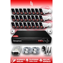Bayicam 24 Kameralı Süper 24 Dış Kamera Set HDD'siz 5 MP 2K Net Gece Görüşlü Güvenlik Kamerası Sistemi