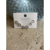 Minimal Halkalar Silver Altılı Küpe Çok Renkli