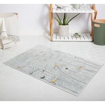 Banyo Halısı Dijital Baskılı Banyo Paspası 50x80 Polyester Kaymaz Tabanlı Duş Paspası 8441 Beyaz - Siyah