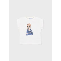 Mayoral Kız Çocuk Desenli T-shirt Beyaz - 03005