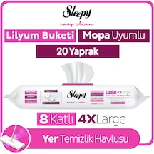 Sleepy Easy Clean Lilyum Buketi Mopa Uyumlu Yer Temizlik Havlusu&Mendili 20 Yaprak