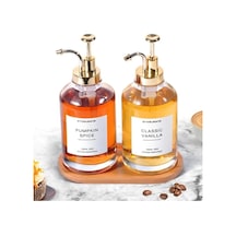 Home 500 Ml Cam Sıvı Sabunluk Ve Losyonluk, Yüksek Kaliteli Krom Başlık, Şık Tasarım, Çok Amaçlı Kullanım İçin İdeal: Kahve Şurubu, Sıvı Yağ, Sirke, Losyon Ve Sıvı Sabun Gold, Yuvarlak Siyah