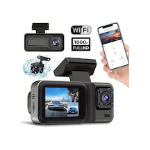 1080p Dvr 3 Kamerali Wifi Ön Arka İç Geniş Açılı Sürüş Kaydedici, 2 İnç Ekranlı, Gece Görüşlü Araç Kamerası