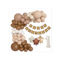Kraft Gold Banner 1 Yaş Folyo Yıldızlı 30 Balon Konsept Doğum Günü Seti
