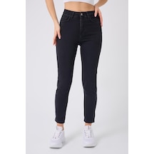 Kadın Skinny Fit Yüksek Bel Jeans Siyah Siyah