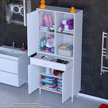 Modilayn Afra 80x173x32,5 Cm 1 Çekmece 3 Kapak 3 Raf 6 Bölme Çok Amaçlı Banyo & Mutfak Dolabı Beyaz Modilayn Afra 80x173x32,5 Cm 1 Çekmece 3 Kapak 3 Raf 6 Bölme Çok Amaçlı Banyo & Mutfak Dolabı Beyaz