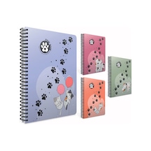 Gıpta Spiralli Plastik Kapak Defter Paw A4 100 Yp Kareli Çok Renkli