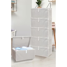 6'lı Kapaklı Çok Amaçlı Hurç Saklama Kutusu Organizer Mega 60 X 40 X 30 Cm Gri Gri